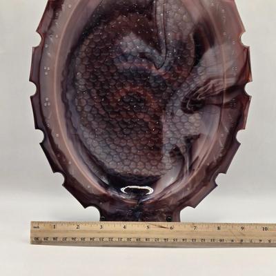 LOT 31L: Three Notched Border Purple Slag Glass Serving Platters