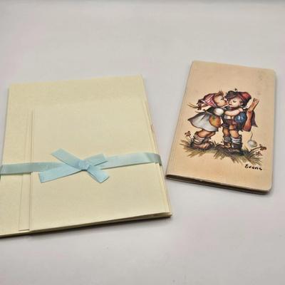 LOT 33L: Ladies Handkerchiefs, Hand Fans, Stationary, and Pink Cloth Bag