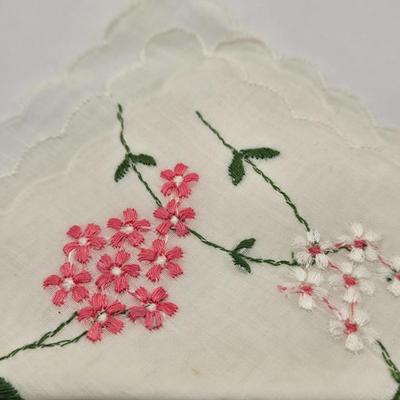 LOT 33L: Ladies Handkerchiefs, Hand Fans, Stationary, and Pink Cloth Bag