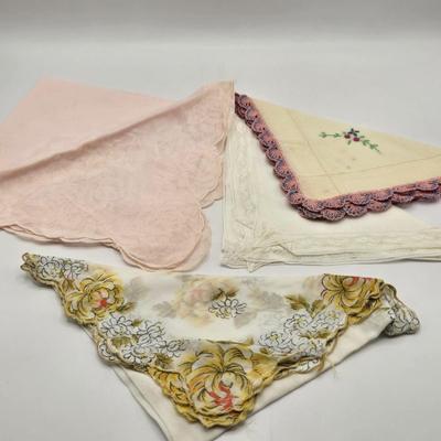 LOT 37L: Feather Fan and Ladies Handkerchiefs