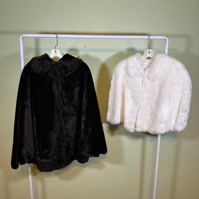 LOT 53B: Antique Velvet Cape & David’s Bridal Faux Fur Jacket