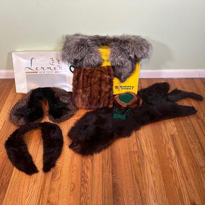 LOT 55B: Mink Hand Muff, Stoles, Hat & More