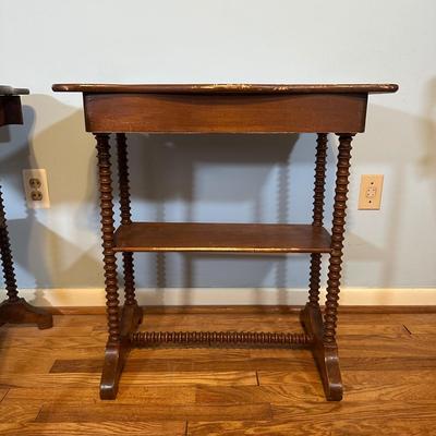 LOT 59A: Two Matching Vintage Victorian Spool Leg Side Tables