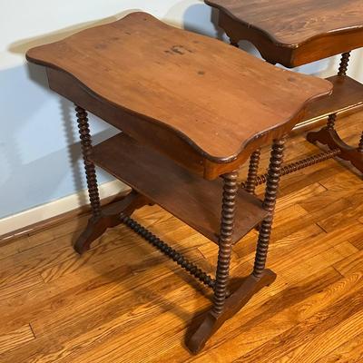 LOT 59A: Two Matching Vintage Victorian Spool Leg Side Tables