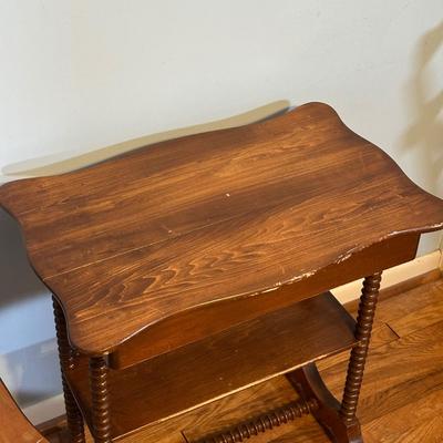 LOT 59A: Two Matching Vintage Victorian Spool Leg Side Tables