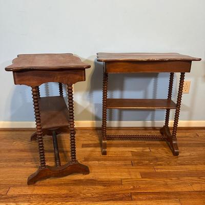 LOT 59A: Two Matching Vintage Victorian Spool Leg Side Tables