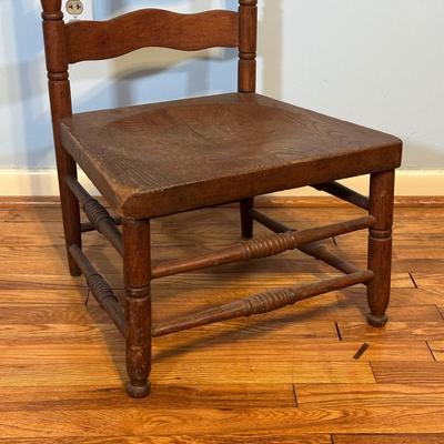LOT 61A: Collection Of Vintage Wooden Chairs w/ Stool