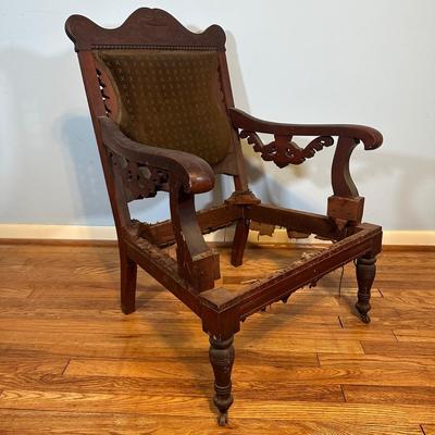 LOT 62A: Antique Victorian Carved Wooden Chair w/ Parts