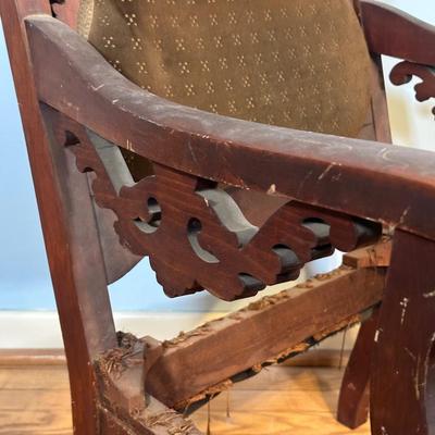 LOT 62A: Antique Victorian Carved Wooden Chair w/ Parts