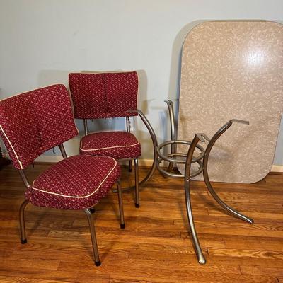 LOT 65A: Vintage Chrome & Formica Dining Table w/ Chairs