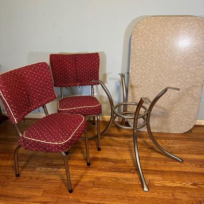 LOT 65A: Vintage Chrome & Formica Dining Table w/ Chairs