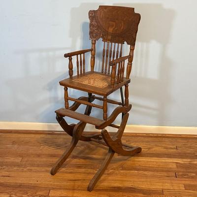 LOT 71A: Antique Convertible High Chair To Rocker Chair