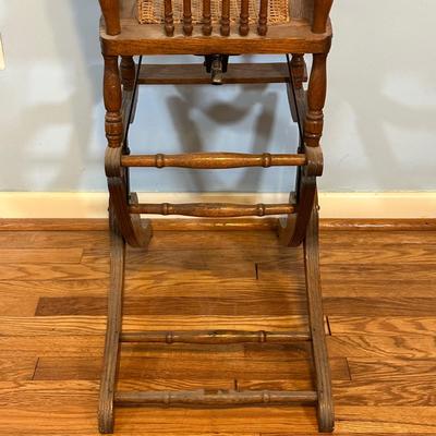 LOT 71A: Antique Convertible High Chair To Rocker Chair