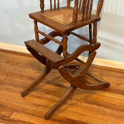 LOT 71A: Antique Convertible High Chair To Rocker Chair