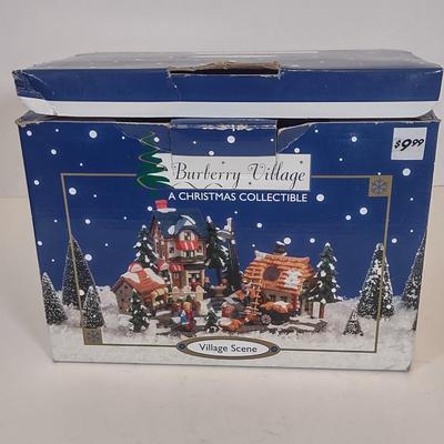LOT 90D: Burberry Village Christmas Collectibles: Building A Snowman, Ski Slope, and Village Scene