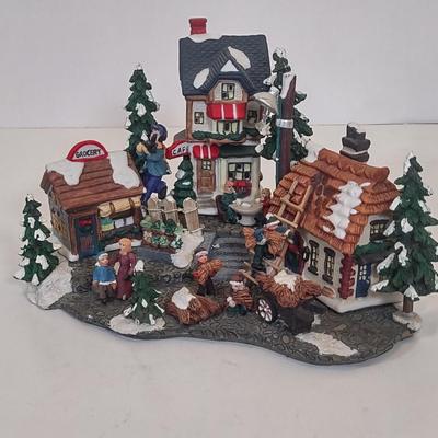 LOT 90D: Burberry Village Christmas Collectibles: Building A Snowman, Ski Slope, and Village Scene