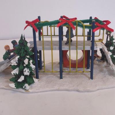LOT 95 D: Burberry Village Christmas Collectible: Trees For Sale, Santa's Workshop, and Children's Playground