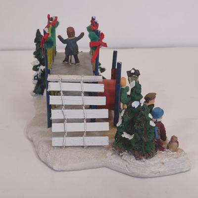 LOT 95 D: Burberry Village Christmas Collectible: Trees For Sale, Santa's Workshop, and Children's Playground
