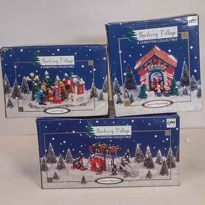 LOT 95 D: Burberry Village Christmas Collectible: Trees For Sale, Santa's Workshop, and Children's Playground