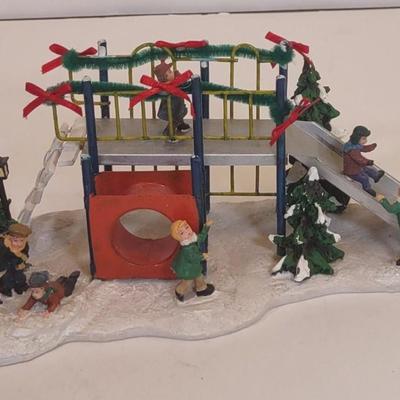 LOT 95 D: Burberry Village Christmas Collectible: Trees For Sale, Santa's Workshop, and Children's Playground