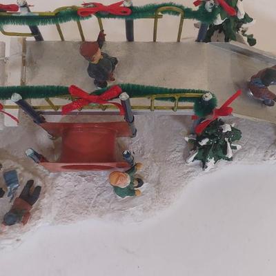 LOT 95 D: Burberry Village Christmas Collectible: Trees For Sale, Santa's Workshop, and Children's Playground