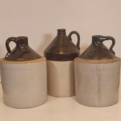 LOT 103L: (3) Antique Kerr Stoneware 2 Gallon Crock/Whiskey Jug