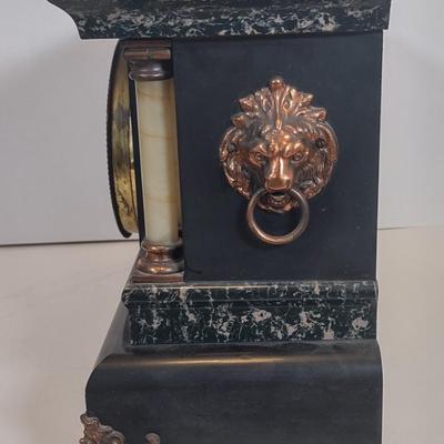 LOT 105D: Antique Seth Thomas Mantle Clock Adamantine 6 Pillar Lion Heads