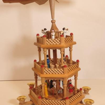 LOT 117 D: 1970s German Christmas Nativity Pyramid Carrousel - 3 Tier