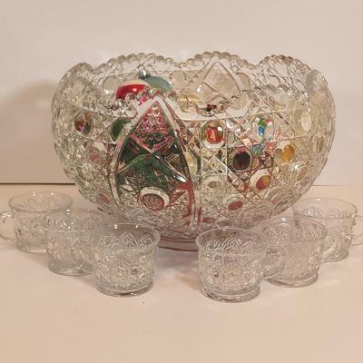 LOT 119D: Christmas Ornaments with Punch Bowl and Cups (6)