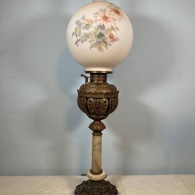 LOT 121L: Vintage Brass & Marble Table Lamp
