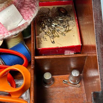 LOT 123L: Vintage Cabinet & Sewing/Crafting Supplies