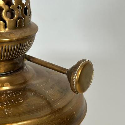 LOT 124A: Pair Of Vintage Lovell & Company Brass Oil Lamps