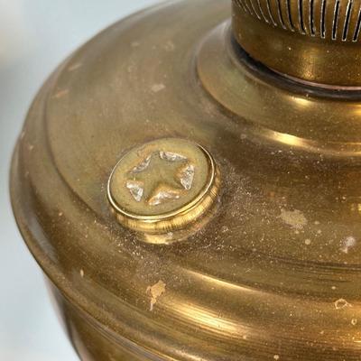 LOT 124A: Pair Of Vintage Lovell & Company Brass Oil Lamps