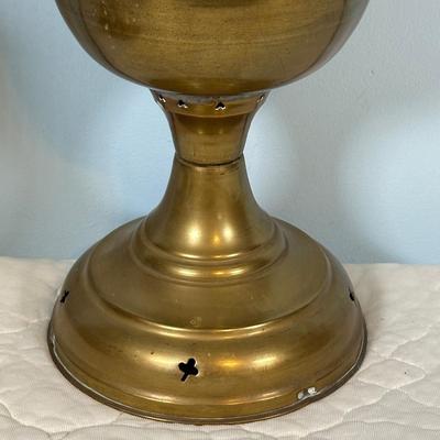 LOT 124A: Pair Of Vintage Lovell & Company Brass Oil Lamps