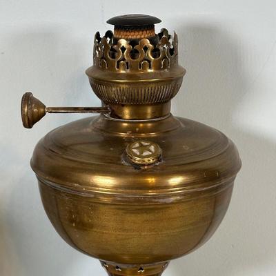 LOT 124A: Pair Of Vintage Lovell & Company Brass Oil Lamps