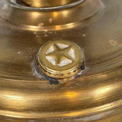 LOT 124A: Pair Of Vintage Lovell & Company Brass Oil Lamps