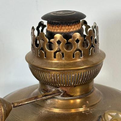 LOT 124A: Pair Of Vintage Lovell & Company Brass Oil Lamps