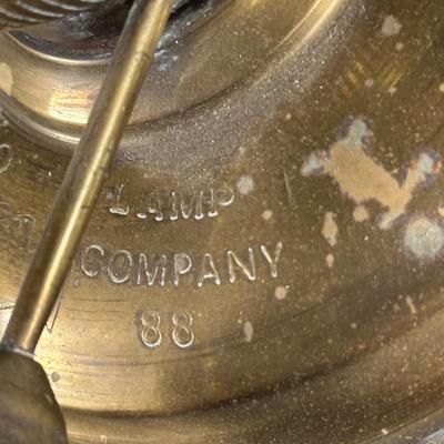 LOT 124A: Pair Of Vintage Lovell & Company Brass Oil Lamps