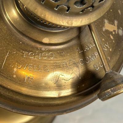 LOT 124A: Pair Of Vintage Lovell & Company Brass Oil Lamps