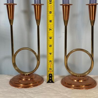 LOT 125A: Vintage Copper & Brass Candle Holders