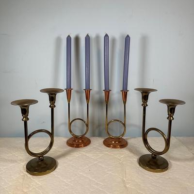 LOT 125A: Vintage Copper & Brass Candle Holders