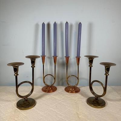 LOT 125A: Vintage Copper & Brass Candle Holders