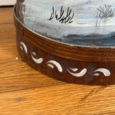 LOT 128B: Vintage Hand Painted Wooden Butter Churn