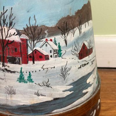 LOT 128B: Vintage Hand Painted Wooden Butter Churn