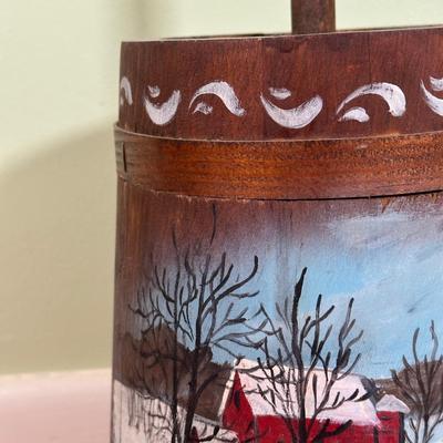 LOT 128B: Vintage Hand Painted Wooden Butter Churn