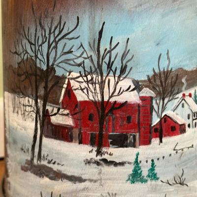 LOT 128B: Vintage Hand Painted Wooden Butter Churn