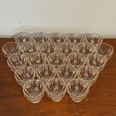 LOT 129A: Vintage Glass Punch Bowl w/ Base & Cups