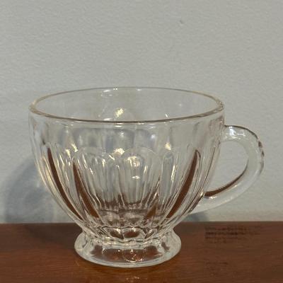 LOT 129A: Vintage Glass Punch Bowl w/ Base & Cups