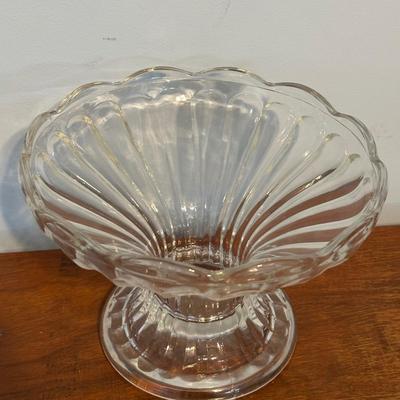 LOT 129A: Vintage Glass Punch Bowl w/ Base & Cups