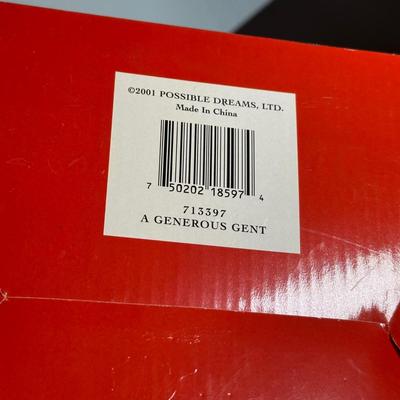 LOT 133B: Two Vintage Possible Dreams Clothtique Santa Figurines w/ Box